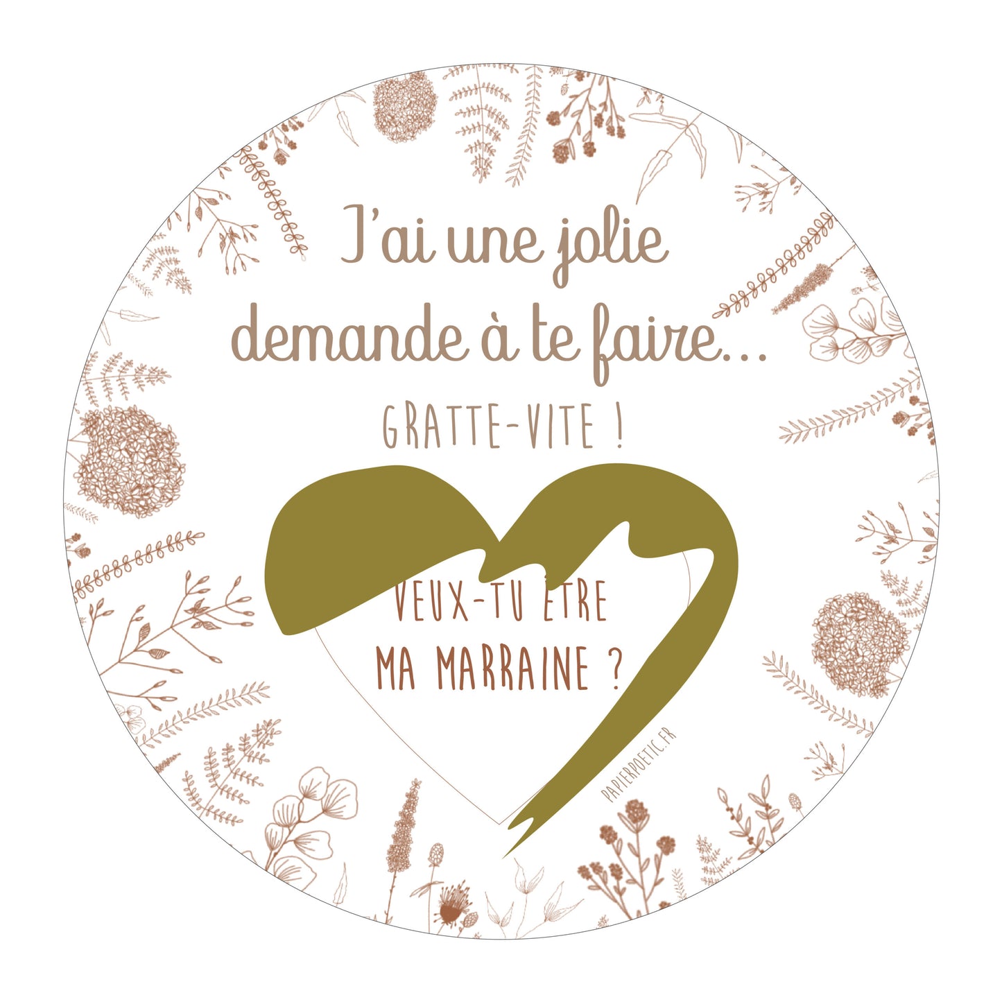 Carte ronde À Gratter “Marraine”
