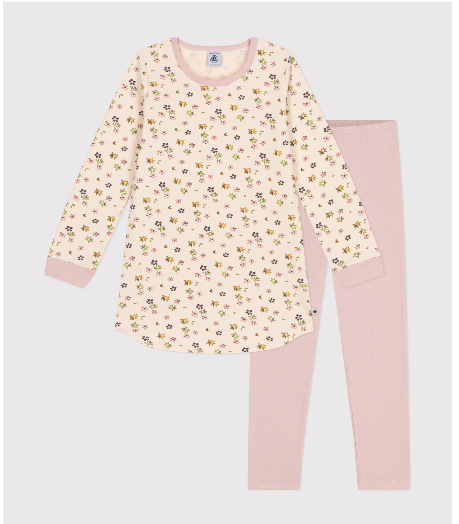 Petit bateau - Chemise de nuit + legging fleurs 3 ans