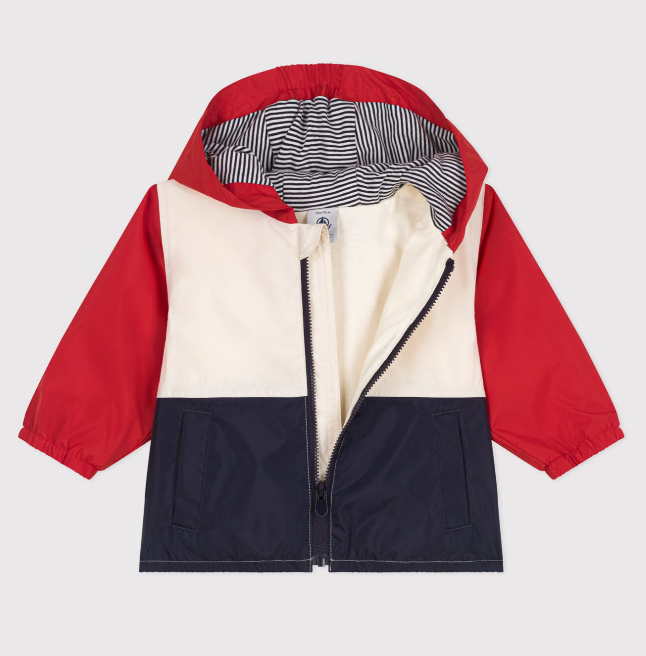 Petit bateau | Coupe-vent bébé imprimé colorblock, doublure milleraies