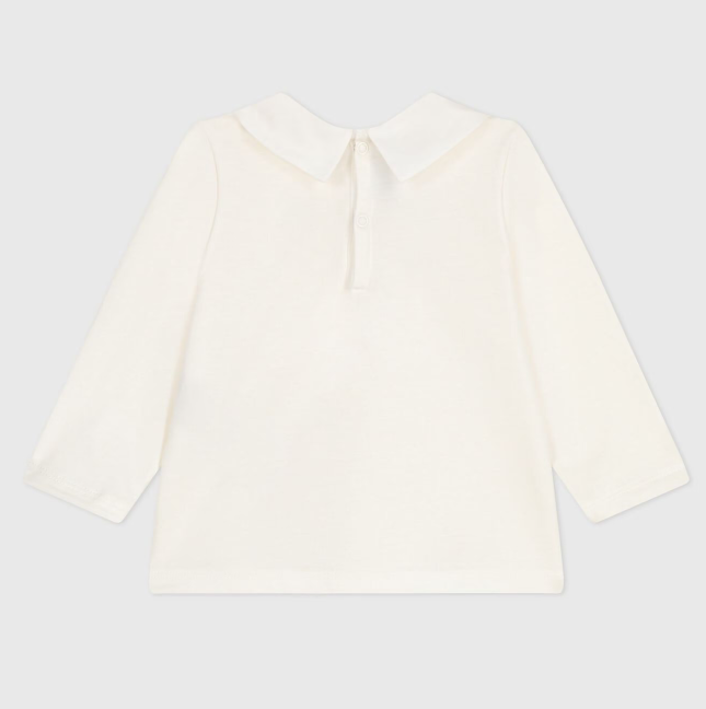 Petit bateau | Blouse bébé en coton manches longues avec col brodé