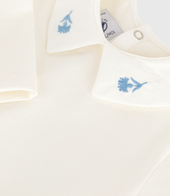 Petit bateau | Blouse bébé en coton manches longues avec col brodé