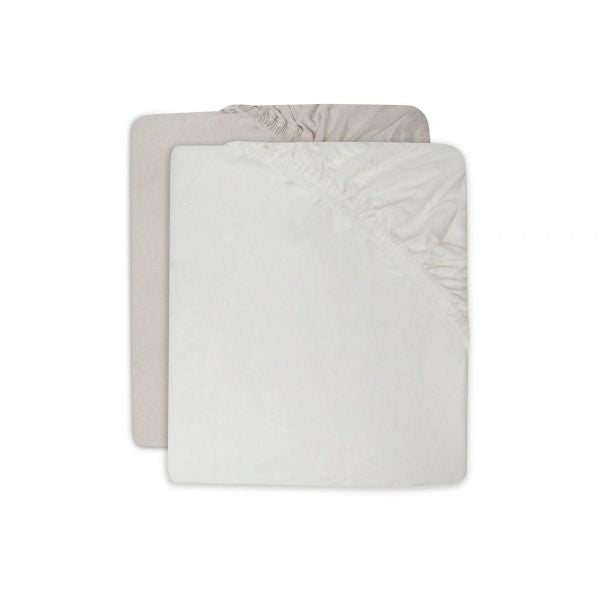 Jollein - Lot de 2 draps housses 60x120 cm en Jersey Ivoire et Nougat