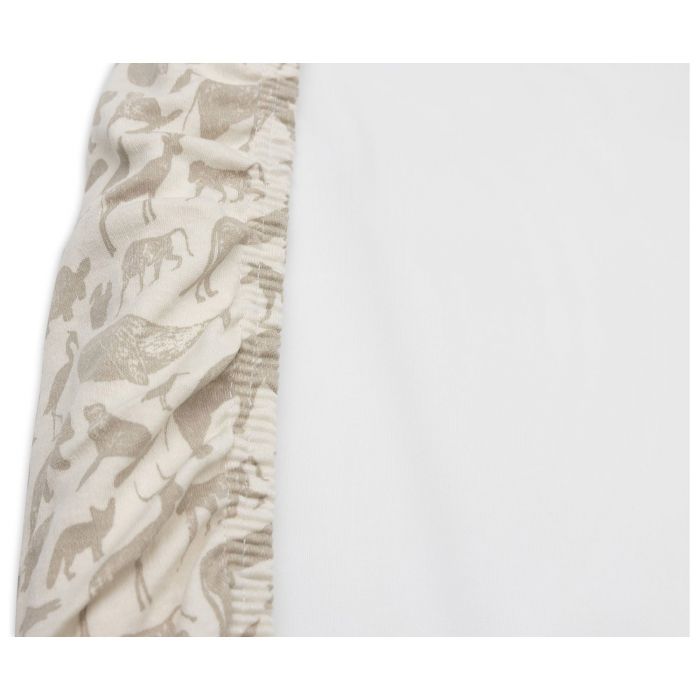 Jollein - Drap-housse Jersey 60x120cm Animals - Nougat