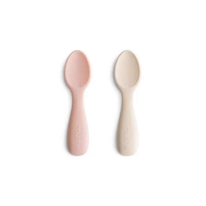 Mushie - Cuillères silicone - Beige/Rose