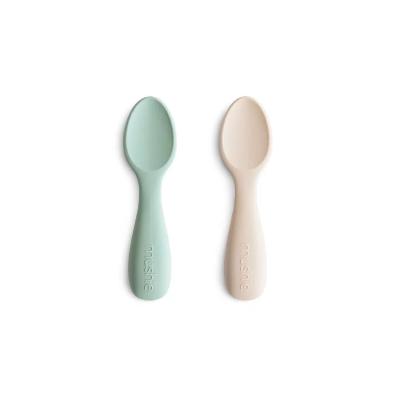 Mushie - Cuillères silicone - Beige/vert