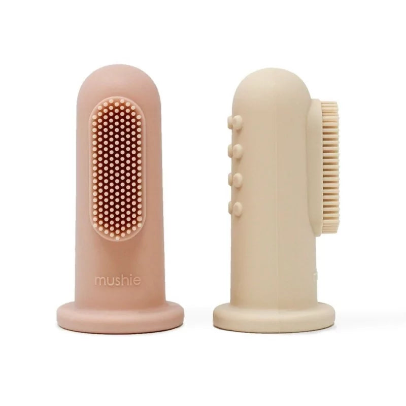 Mushie - Brosse à dents à doigts - Beige/rose