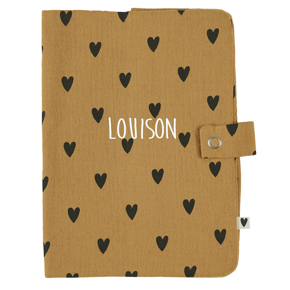 Atelier Wagram | Protège carnet gaze cœurs camel