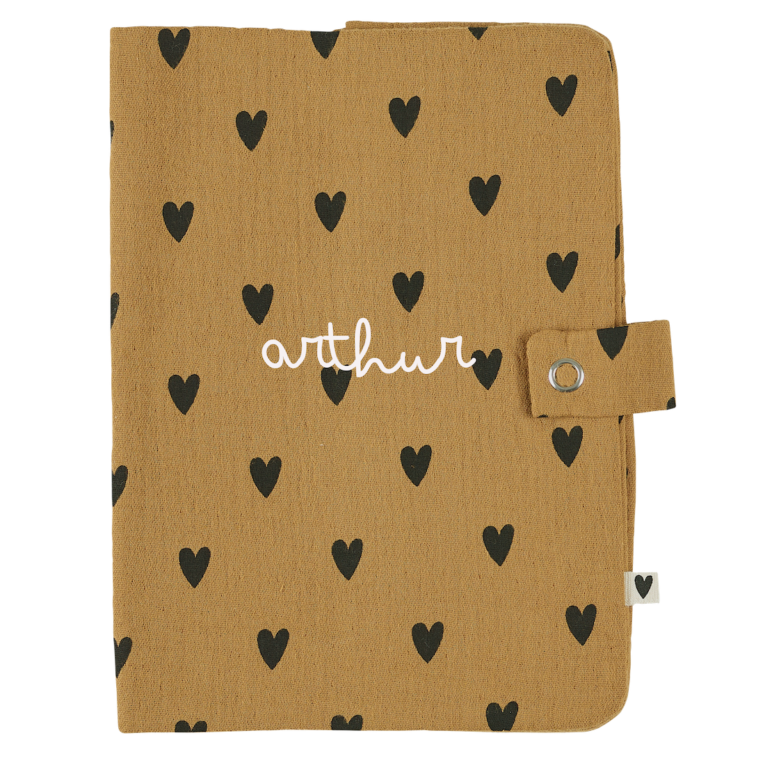 Atelier Wagram | Protège carnet gaze cœurs camel