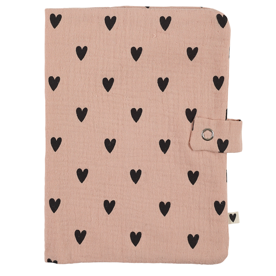 Atelier Wagram | Protège carnet gaze cœurs rose