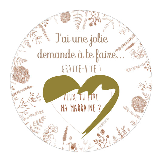 Carte ronde À Gratter “Marraine”