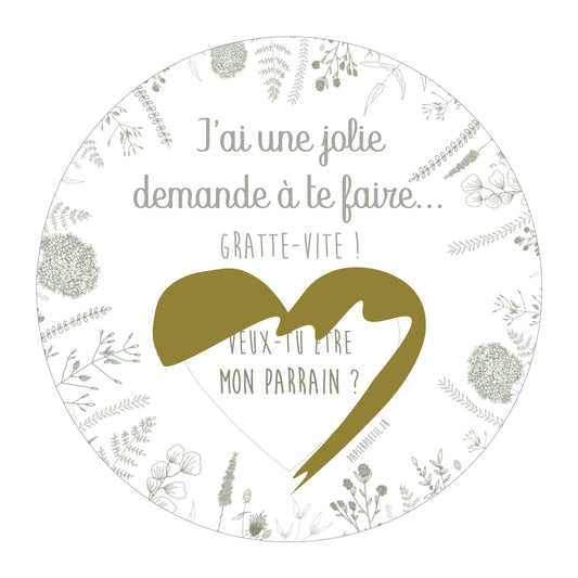 Carte ronde à gratter “parrain”