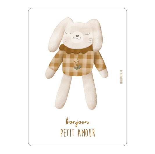 Carte  "Doudou lapin" automne