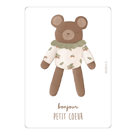 Carte  "Doudou ours" automne
