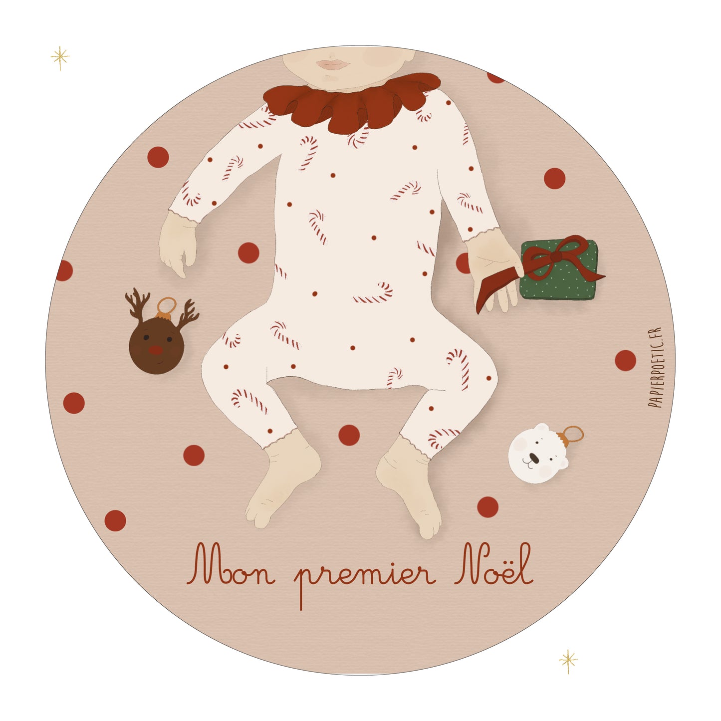 Carte ronde “Mon Premier Noël” Sucre D’orge