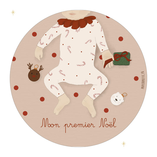 Carte ronde “Mon Premier Noël” Sucre D’orge