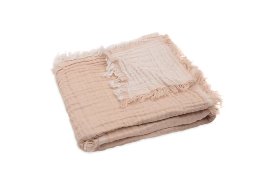 Jollein - Couverture Berceau 75x100cm Fringe Moonstone/Ivory