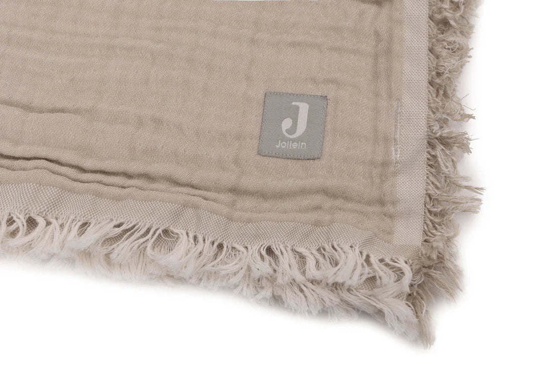 Jollein - Couverture Berceau 75x100cm Fringe - Olive Green/Ivory