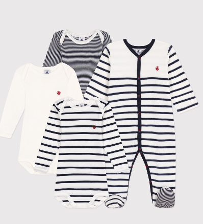 Petit bateau - Lot de 1 pyjama bébé et 3 bodies rayures