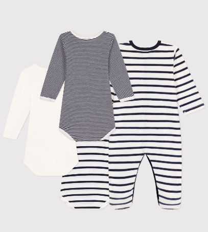 Petit bateau - Lot de 1 pyjama bébé et 3 bodies rayures