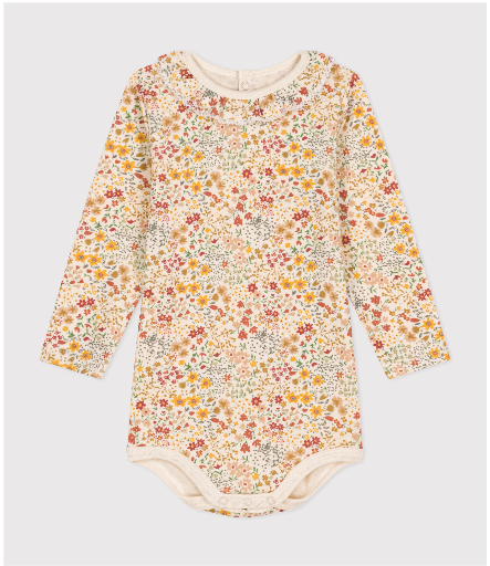 Petit bateau - Bodie manches longues avec collerette en coton