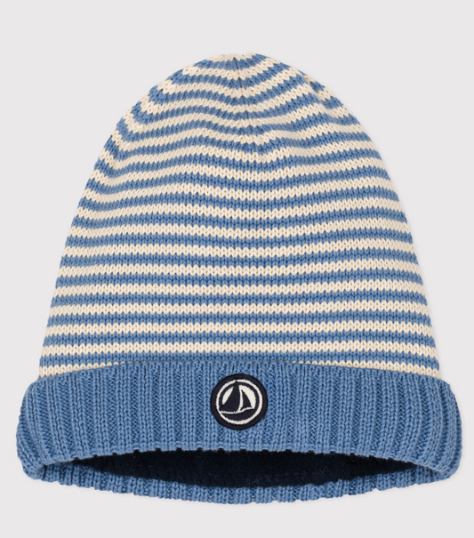 Petit bateau - Bonnet bébé en tricot doublé en polaire