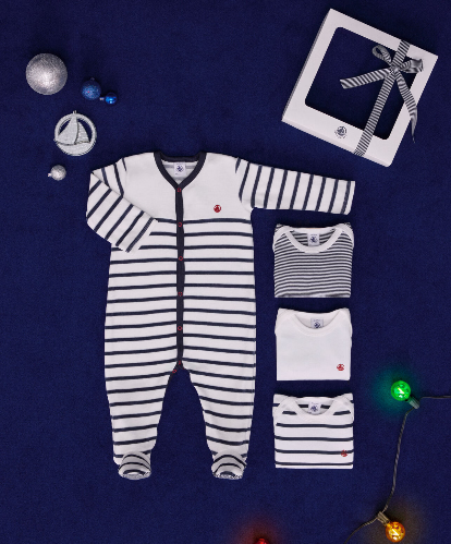 Petit bateau - Lot de 1 pyjama bébé et 3 bodies rayures