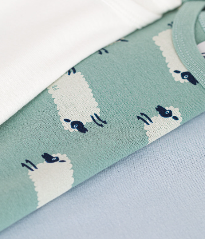 Petit bateau - Lot de 3 bodies manches longues imprimé montons en coton bébé