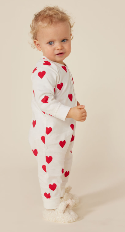 Petit Bateau | Dors-bien sans pieds cœur rouge en coton