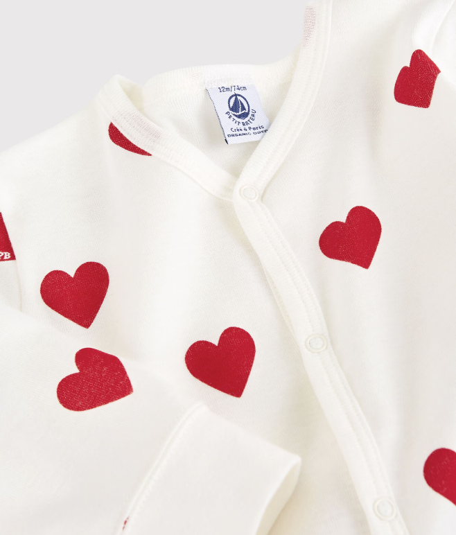 Petit Bateau | Dors-bien sans pieds cœur rouge en coton