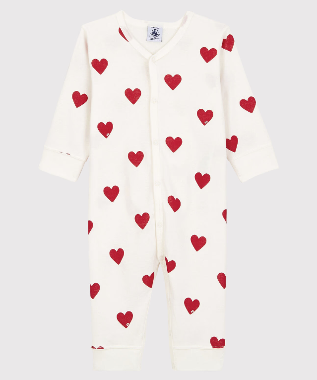 Petit Bateau | Dors-bien sans pieds cœur rouge en coton