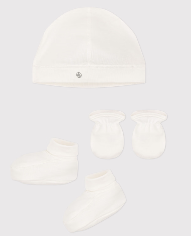 Petit bateau | Lot de bonnet chaussons et moufles bébé