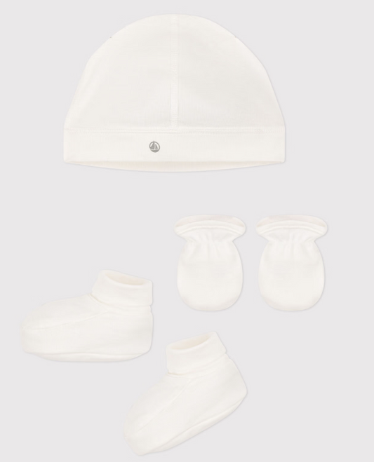Petit bateau | Lot de bonnet chaussons et moufles bébé