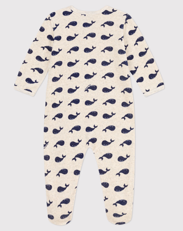 Petit bateau | Pyjama bébé baleines marines en velours