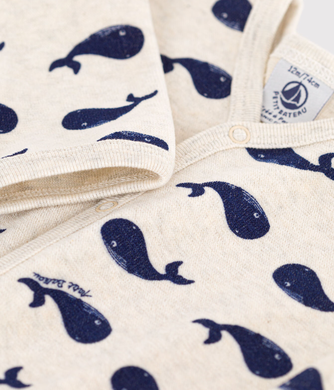 Petit bateau | Pyjama bébé baleines marines en velours