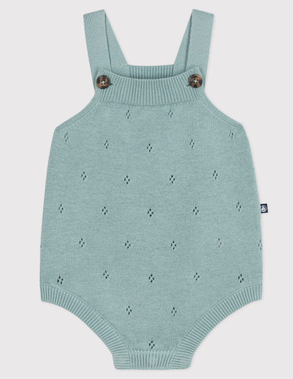 Petit bateau | Barboteuse bébé en tricot à point fantaisie à bretelles