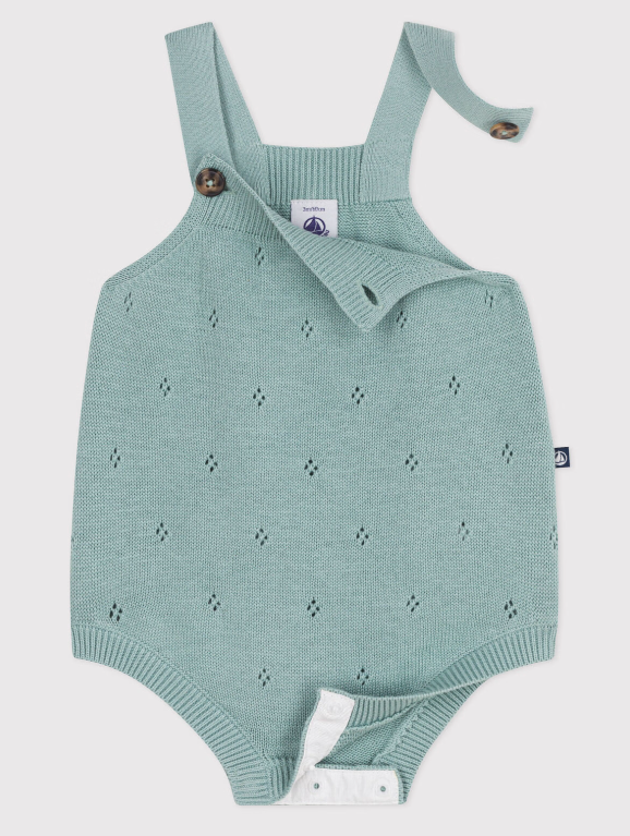 Petit bateau | Barboteuse bébé en tricot à point fantaisie à bretelles