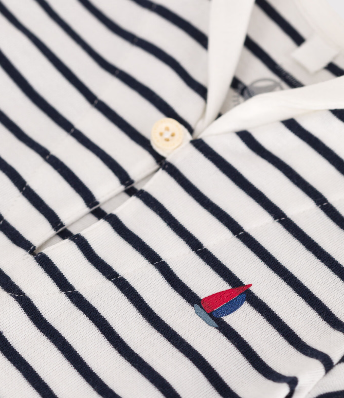 Petit bateau | Combicourte bébé à col vareuse en coton rayée