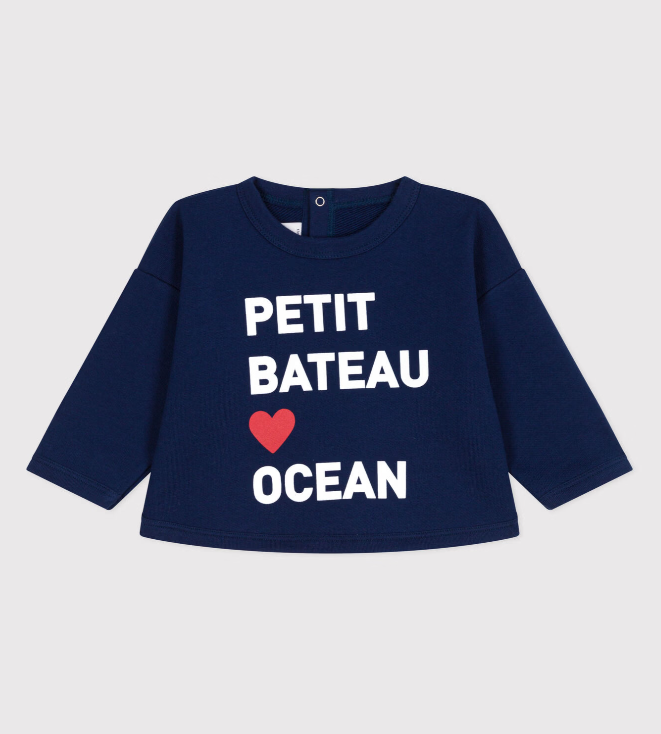 Petit bateau | Sweat bébé en coton uni