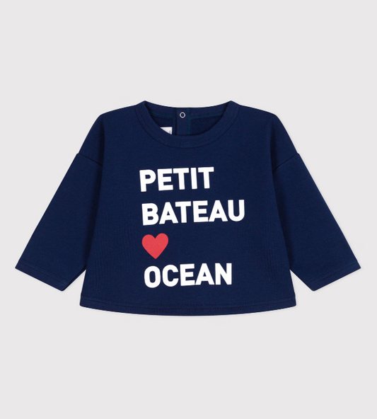 Petit bateau | Sweat bébé en coton uni