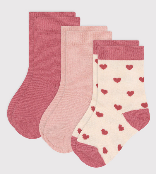 Petit bateau | 3 paires de chaussettes en coton cœurs