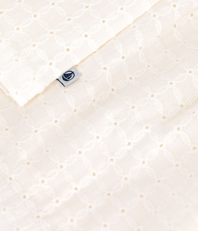 Petit bateau | Robe blanche bébé en coton broderie anglaise sans manches