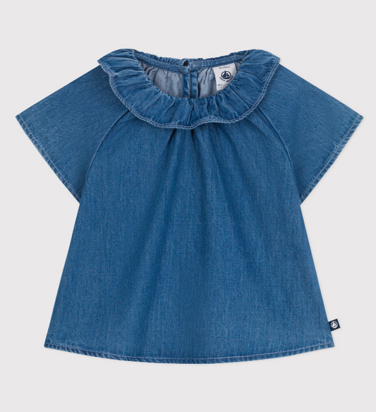 Petit bateau | Blouse en jean manches courtes