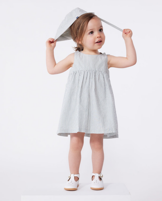 Petit bateau | Robe en coton sans manches rayée