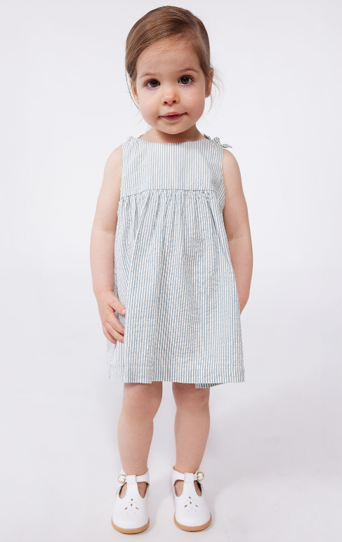 Petit bateau | Robe en coton sans manches rayée