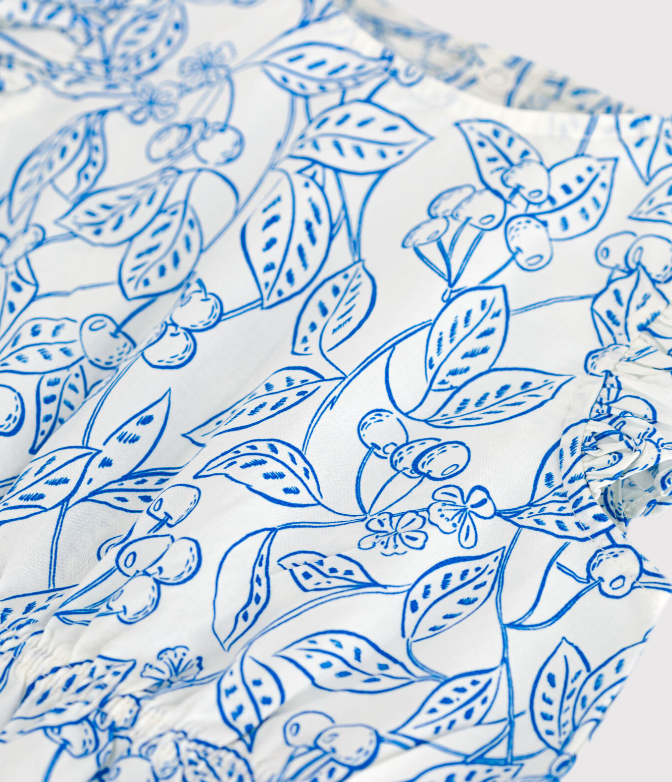 Petit Bateau - Combicourte en coton sans manches, imprimée cerises bleues
