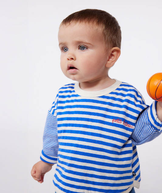 Petit Bateau | T-shirt bébé en coton à manches longues rayé