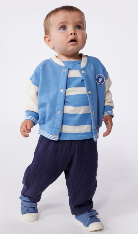 Petit bateau | Veste teddy bébé en coton colorblock