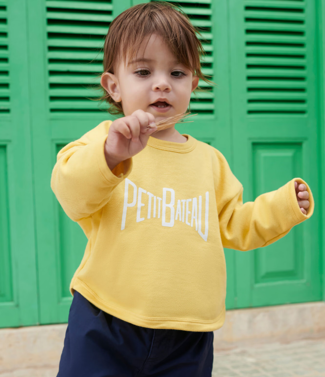 Petit bateau | Sweat bébé en coton uni