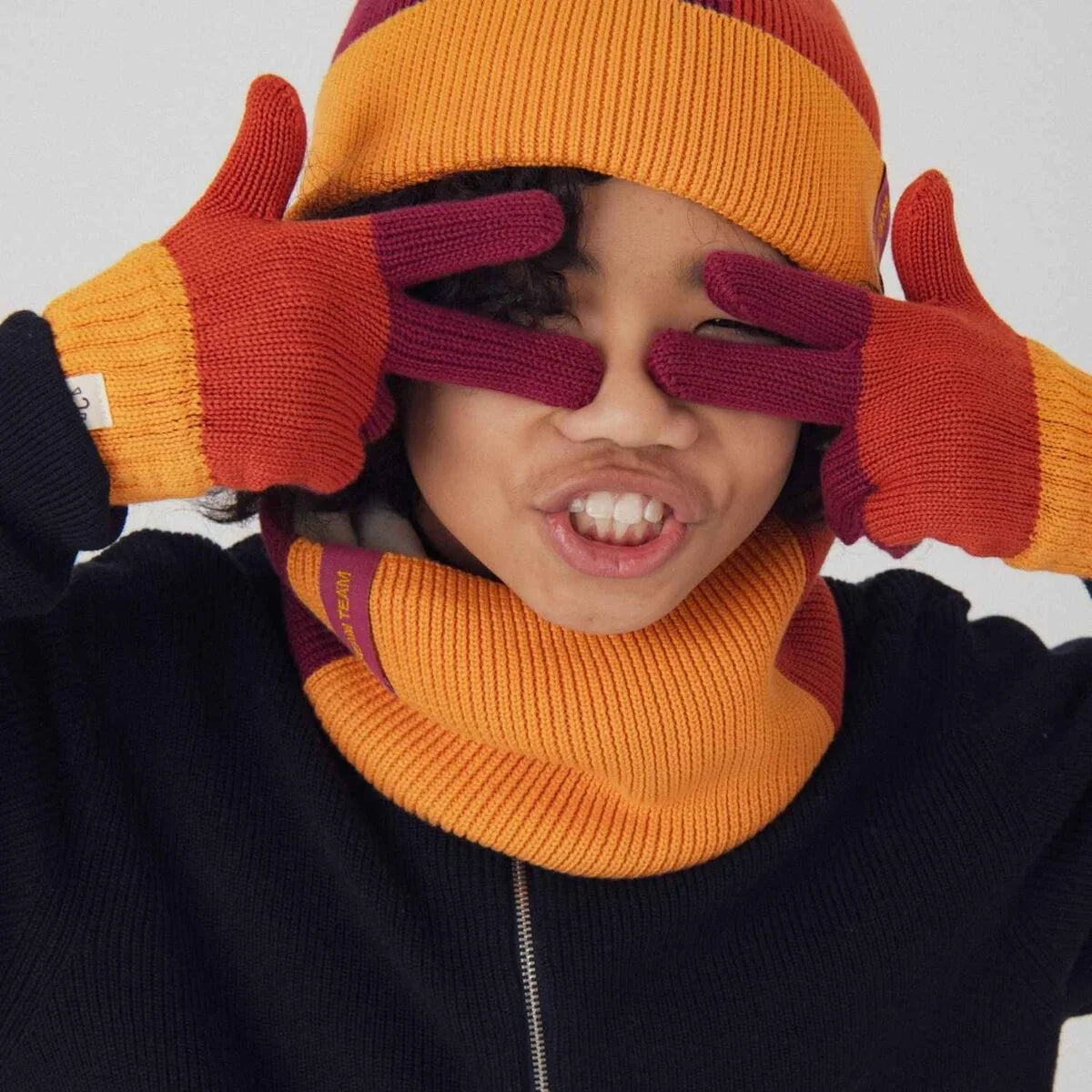 Gants Tricolores Marron | Enfant