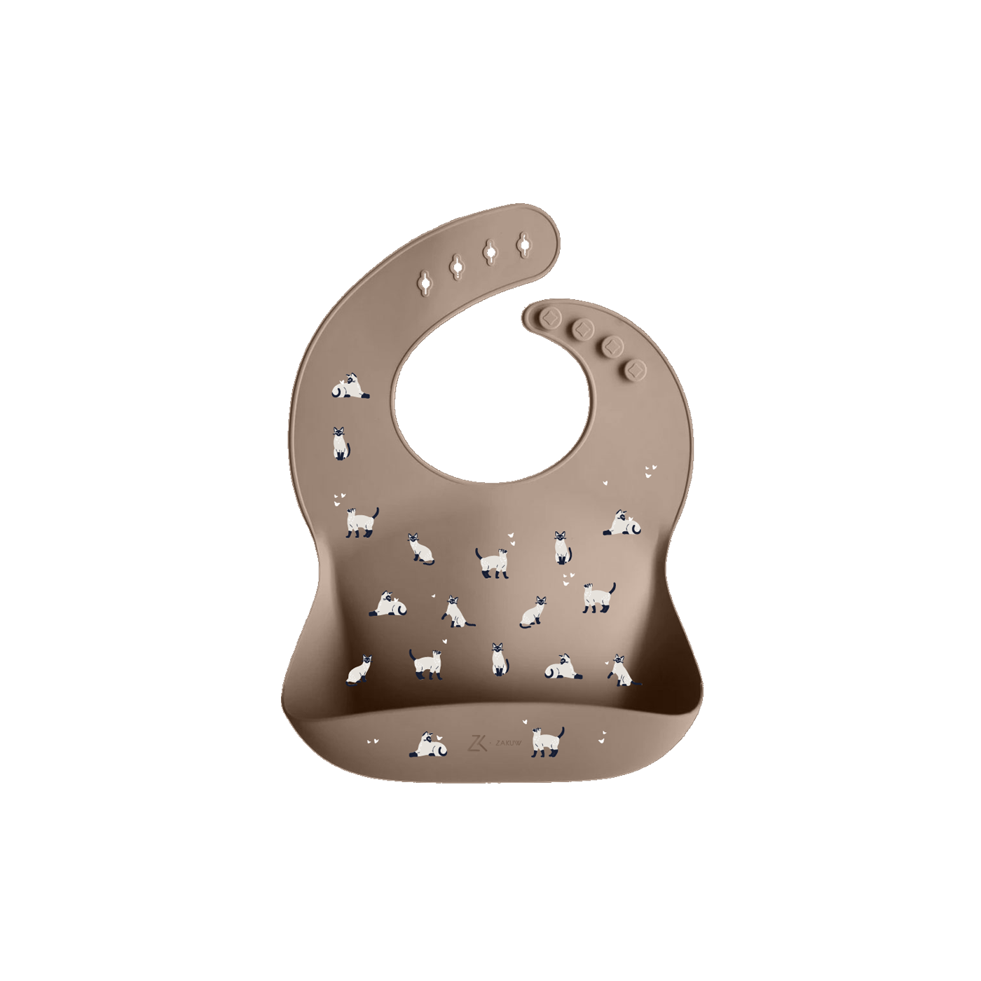 Zakuw - Bavoir en silicone minouche taupe
